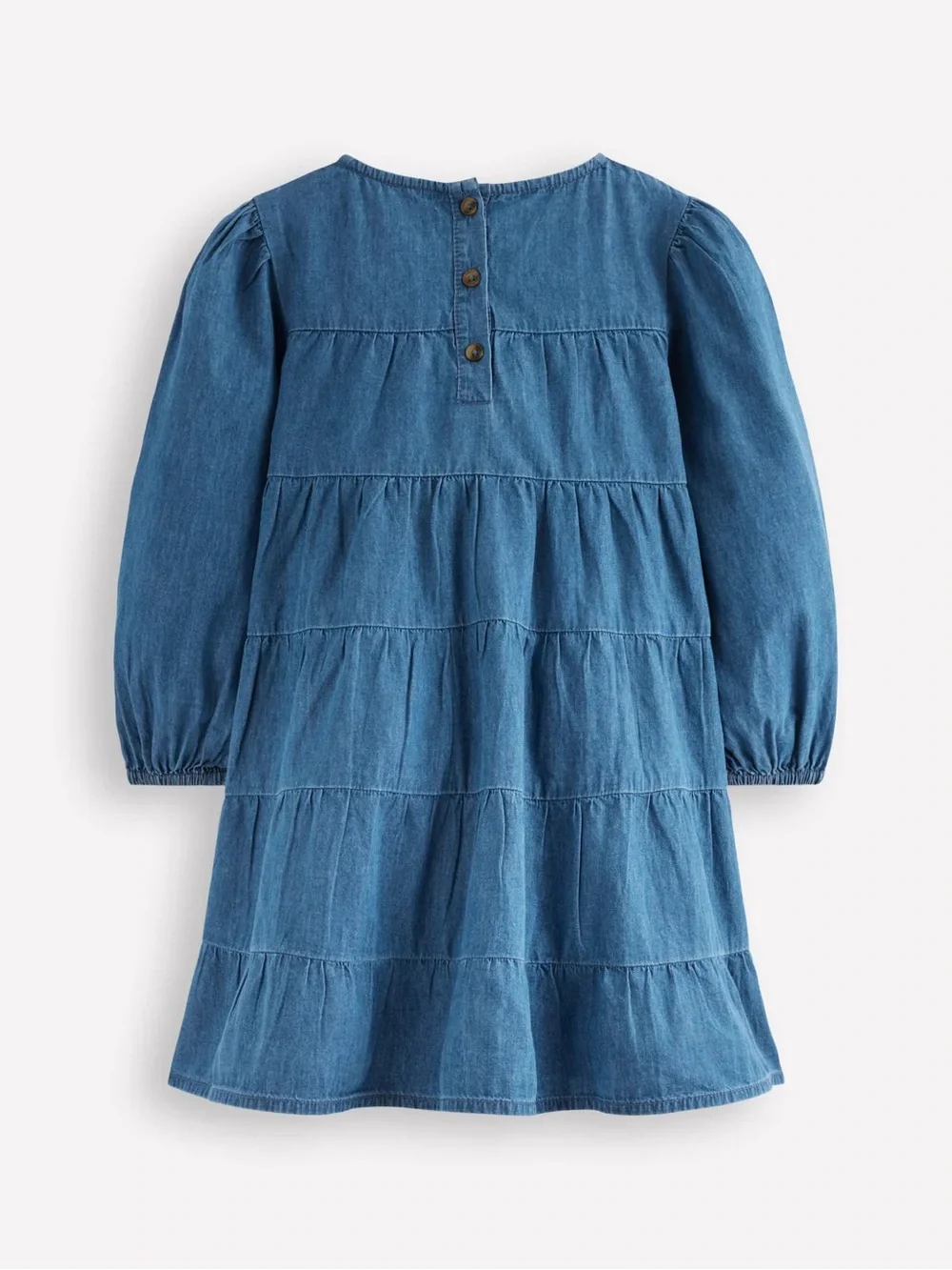 Mini Boden Kids' Tulip Embroidered Long Sleeve Denim Dress